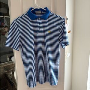 Masters Golf Collection Blue and White Striped Polo Shirt